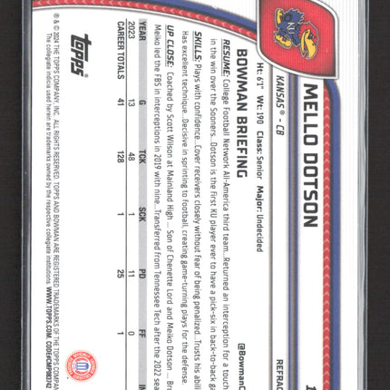 2024 Bowman Chrome University Mello Dotson #130 Refractor
