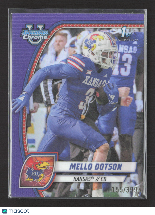 2024 Bowman Chrome University Mello Dotson #130 Purple Refractor 1st Bowman /399