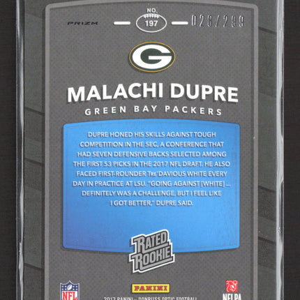 2017 Panini Donruss Optic Prizm Malachi Dupre #197 Blue 028/299