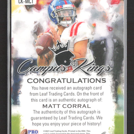 2021 Leaf Pro Set Power Campus Kings Matt Corral #CK-MC1 20/25 Auto