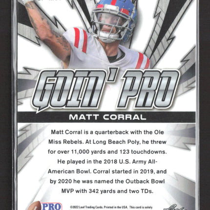 2022 Leaf Pro Set Goin' Pro Matt Corral #GP-MC1