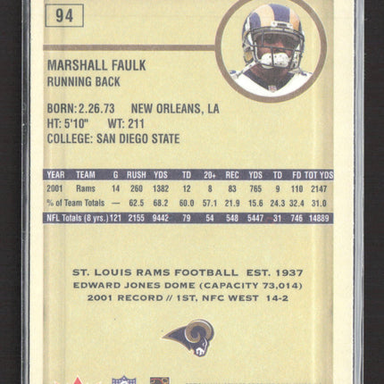 2002 Fleer Authentix Marshall Faulk #94