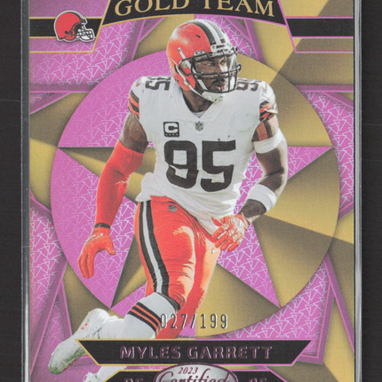 2023 Panini Certified Gold Team Myles Garrett #GT-6 Pink 027/199