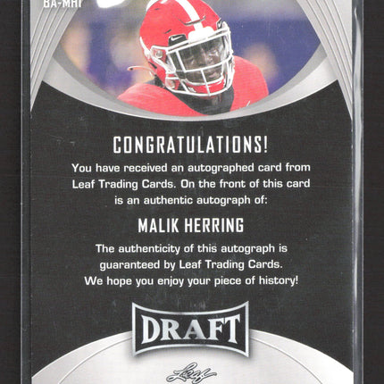 2021 Leaf Draft Malik Herring #BA-MH1 RC Auto