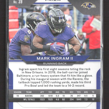 2020 Panini Prizm Mark Ingram II #39 Orange Lazer