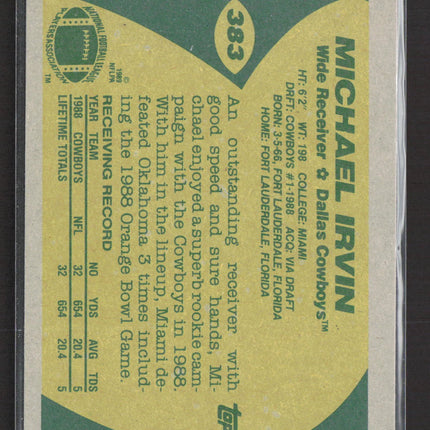 1989 Topps Michael Irvin #383