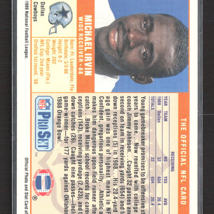 1989 Pro Set Michael Irvin #89