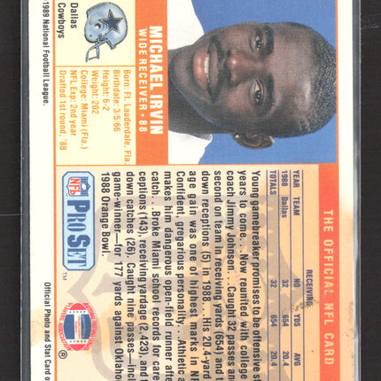 1989 Pro Set Michael Irvin #89