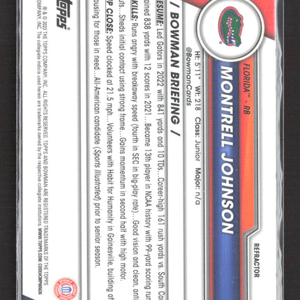 2023 Topps Bowman Chrome University Montrell Johnson #79 Refractor