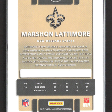 2017 Donruss Optic Prizm Marshon Lattimore #136 RC Red Yellow