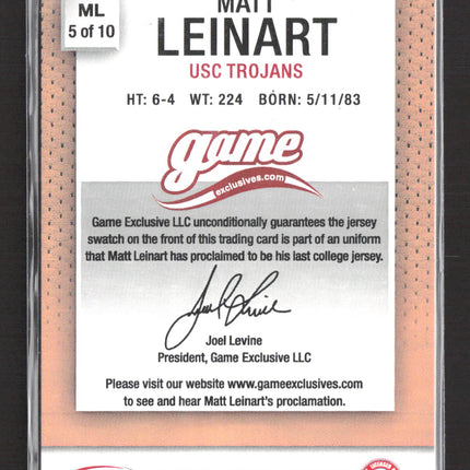 2006 SAGE Game Exclusives Matt Leinart #ML Bronze Jersey