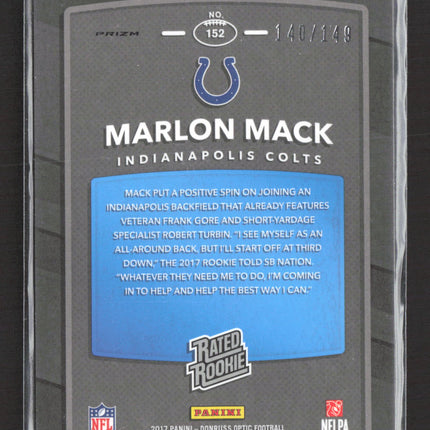 2017 Panini Donruss Optic Prizm Marlon Mack #152 Blue 140/149
