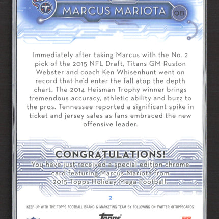 2015 Topps Holiday Mega Football Marcus Mariota #2 RC