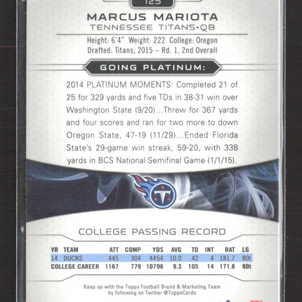 2015 Topps Platinum Marcus Mariota #125 RC