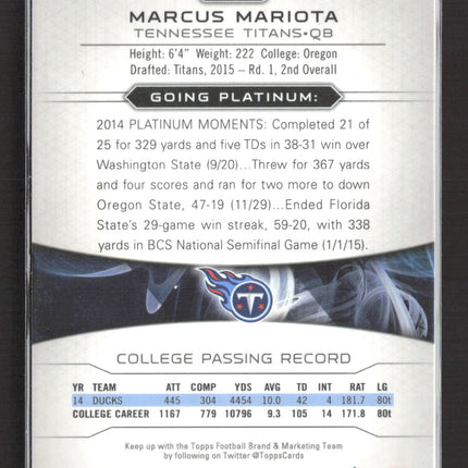 2015 Topps Platinum Marcus Mariota #125 RC