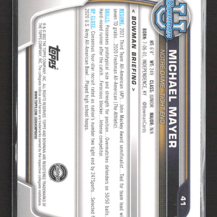 2022 Bowman University Michael Mayer #41 1st Bowman
