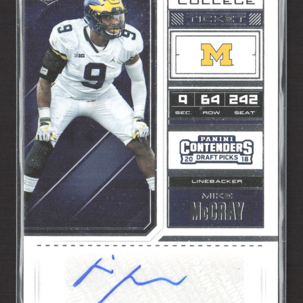 2018 Panini Contenders Draft Picks Mike McCray #240 RC Auto