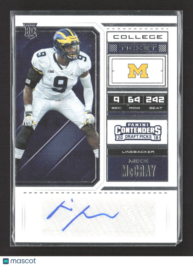 2018 Panini Contenders Draft Picks Mike McCray #240 RC Auto