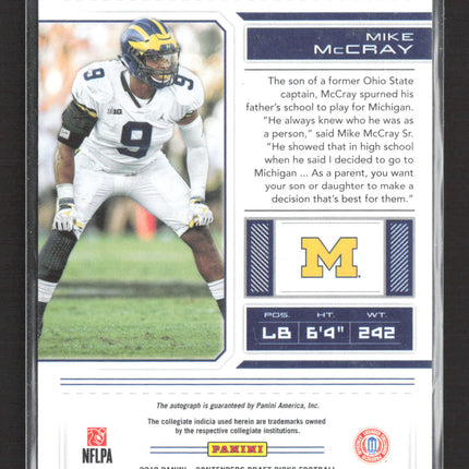 2018 Panini Contenders Draft Picks Mike McCray #240 RC Auto