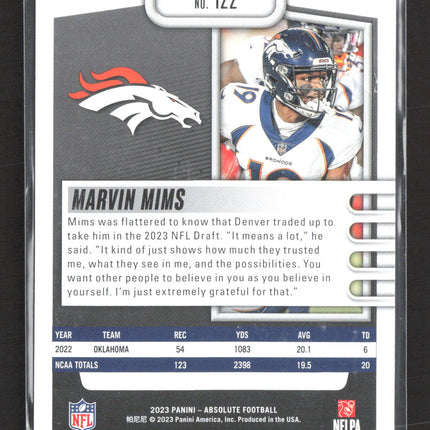 2023 Panini Absolute Football Marvin Mims #122 RC