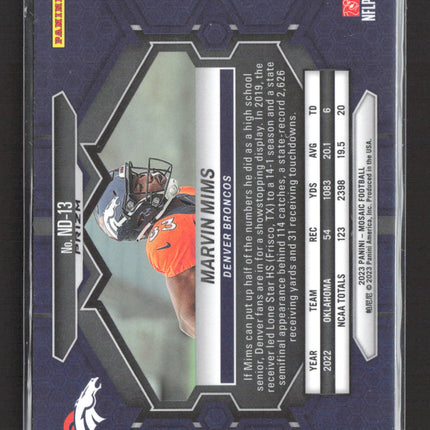 2023 Panini Mosaic Prizm Marvin Mims #ND-13 RC