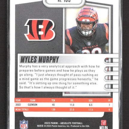 2023 Panini Absolute Football Myles Murphy #159 Red Squares 039/299 RC