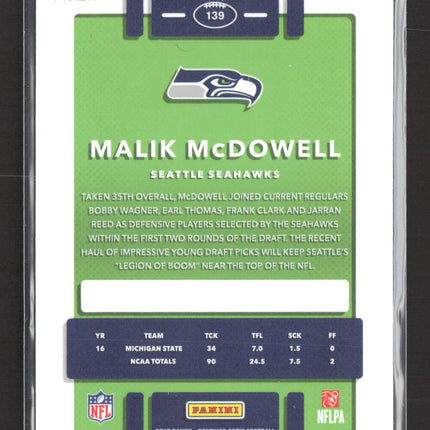 2017 Panini Donruss Optic Prizm Malik McDowell #139 RC