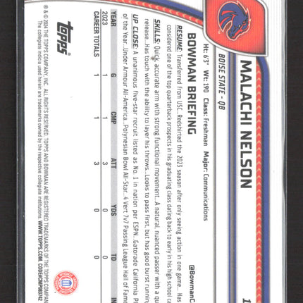 2024 Topps Bowman University Chrome Malachi Nelson #196 Purple