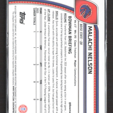 2024 Bowman University Chrome Malachi Nelson #196 Purple 1st Bowman 089/399