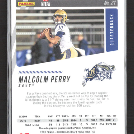 2020 Panini Chronicles Draft Picks Prestige Malcolm Perry #21 RC Auto