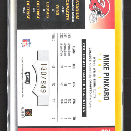 2003 Playoff Contenders Season Ticket Mike Pinkard #105 Auto /849