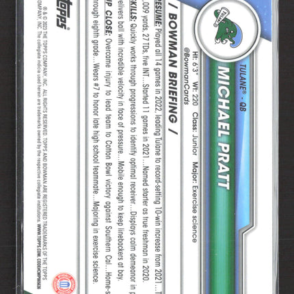 2023 Bowman Chrome University Michael Pratt #89 1st Bowman