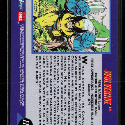 1992 Impel Marvel Universe Series 3 Wolverine #H-3
