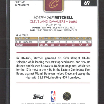 2025 Topps Chrome Donovan Mitchell #69 Red White Blue