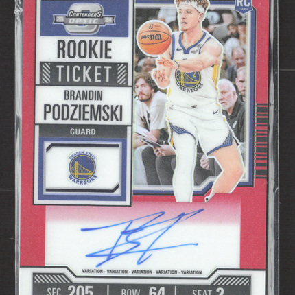 2024 Panini Contenders Optic Brandin Podziemski #106 Red RC Auto /99