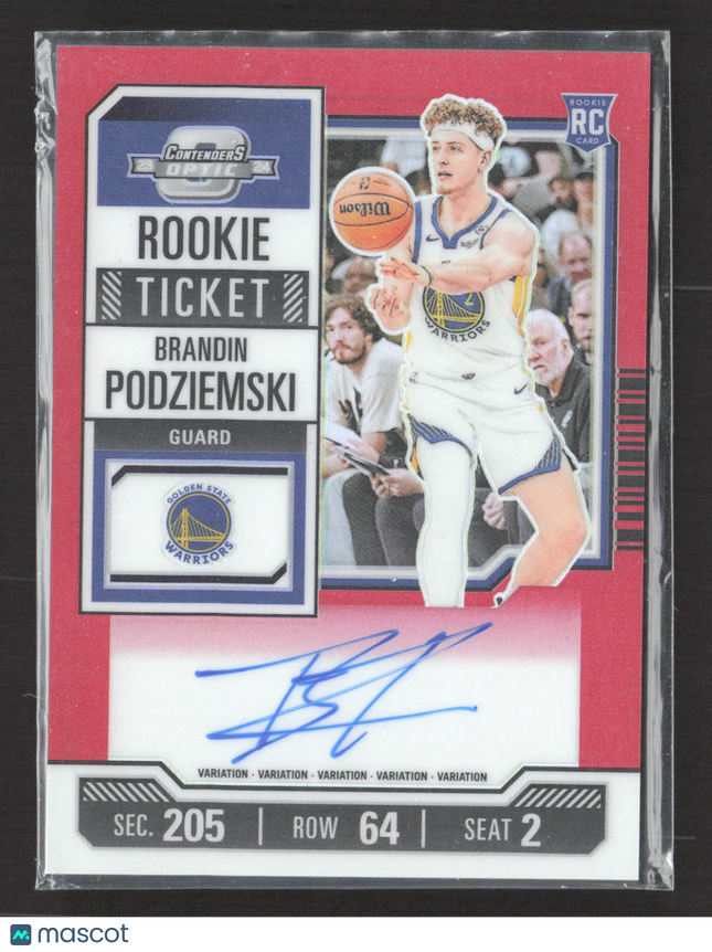 2024 Panini Contenders Optic Brandin Podziemski #106 Red RC Auto /99