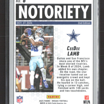 2025 Panini Mosaic Football Notoriety CeeDee Lamb #8 2nd Edition