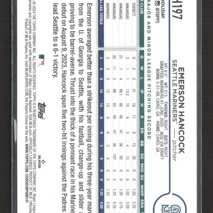 2024 Topps Holiday Emerson Hancock #H197 Blue RC