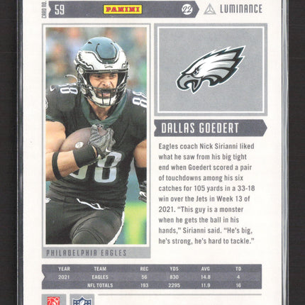 2022 Panini Luminance Dallas Goedert #59 /35