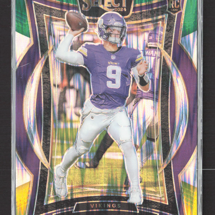 2025 Panini Select Football J.J. McCarthy #24 Concourse RC Green Yellow Flash