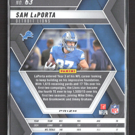 2025 Panini Mosaic Prizm Sam LaPorta #63 Yellow