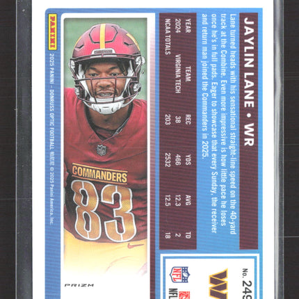 2025 Panini Donruss Optic Prizm Jaylin Lane #249 Green Hyper