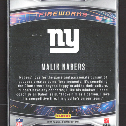 2024 Panini Prizm Fireworks Malik Nabers #21 RC