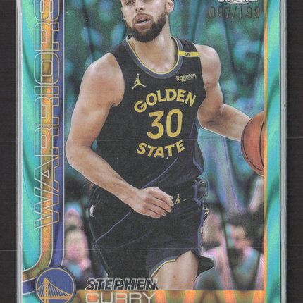2025 Topps Chrome Basketball Stephen Curry #201 Aqua RayWave 097/199