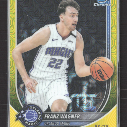 2024 Topps Bowman Chrome Franz Wagner #BCV-95 Yellow RayWave 56/75