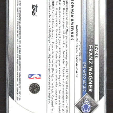 2024 Topps Bowman Chrome Franz Wagner #BCV-95 Yellow RayWave 56/75