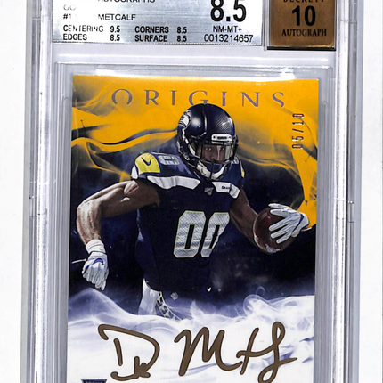2019 Panini Origins Rookie Autographs Gold /10 DK Metcalf #13 BGS 8.5 Auto 10