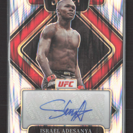 2022 Panini Select UFC Israel Adesanya #SG-IAS Silver Flash Prizm Auto