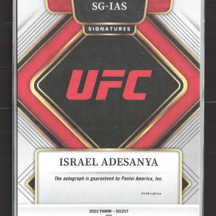 2022 Panini Select UFC Israel Adesanya #SG-IAS Silver Flash Prizm Auto