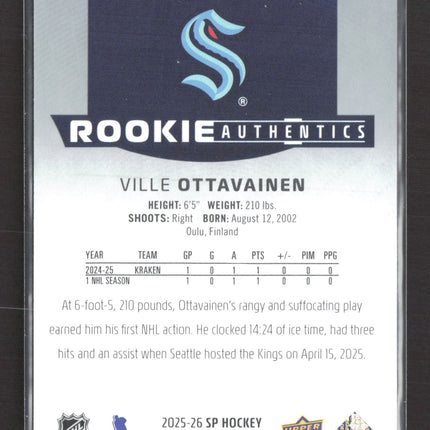 2025 Upper Deck SP Hockey Rookie Authentics Ville Ottavainen #105 0314/1749